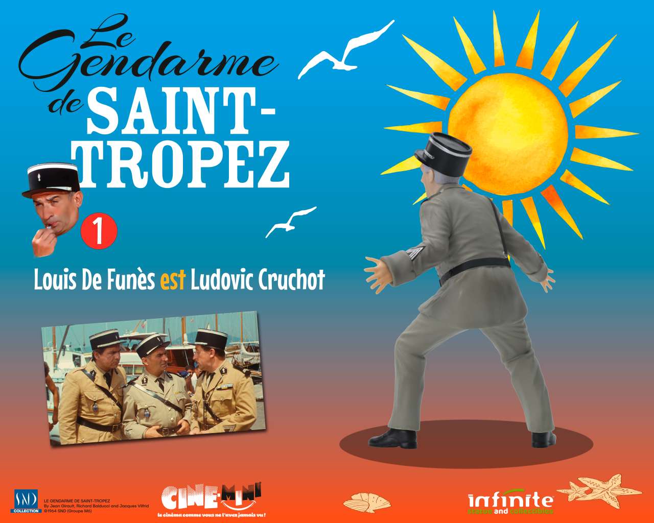 Figurine Le Gendarme De Saint-Tropez Louis de Funès Marechal Des logis-Chef Ludovic Cruchot nudistes 