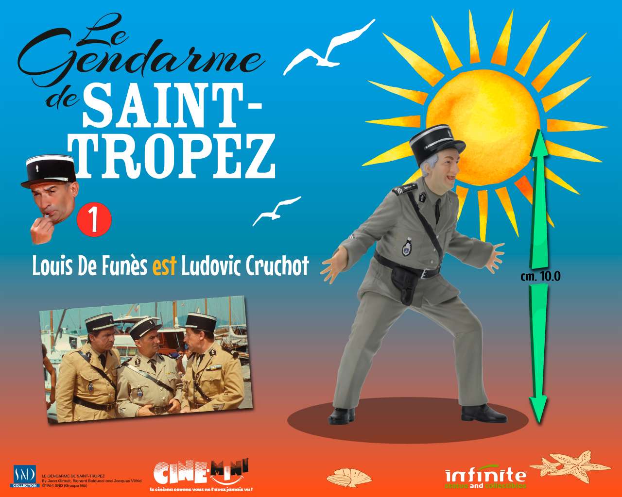 Figurine Le Gendarme De Saint-Tropez Louis de Funès Marechal Des logis-Chef Ludovic Cruchot nudistes 