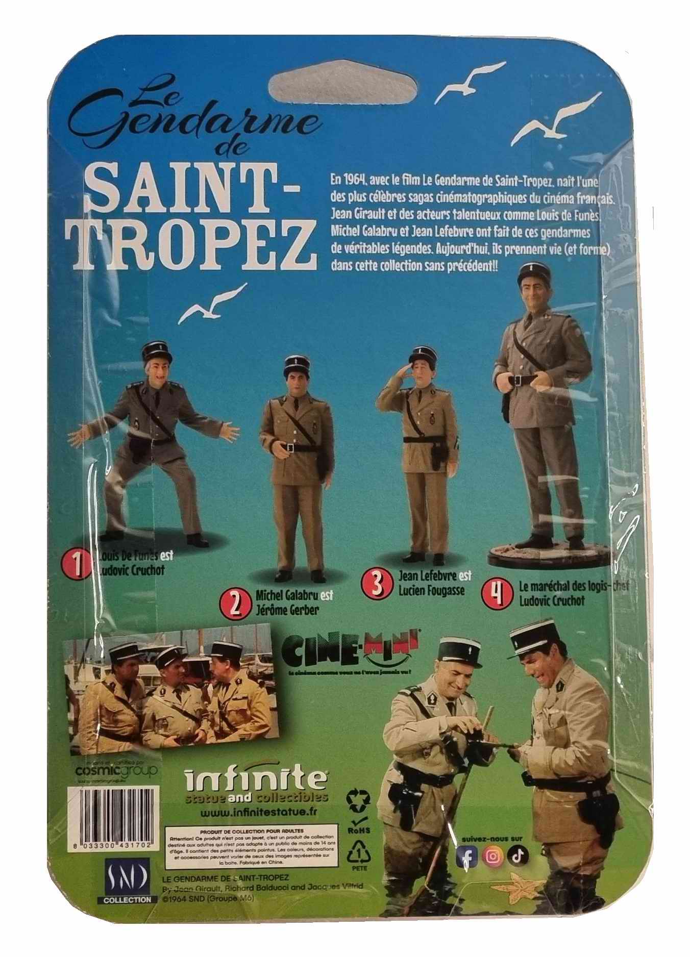 Figurine Le Gendarme De Saint-Tropez Louis de Funès Marechal Des logis-Chef Ludovic Cruchot nudistes 
