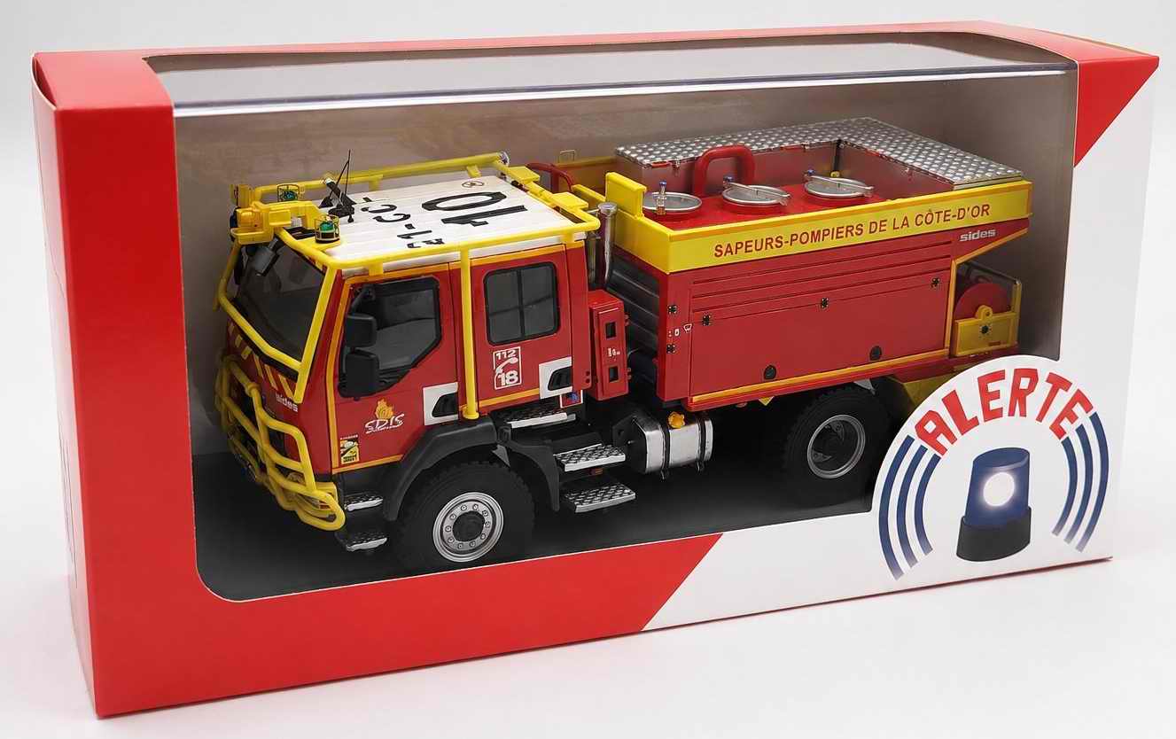 Miniature Camion de Sapeurs Pompiers RENAULT D14 4x4 Sides CCF SDIS21 cote d'or 1/43 Alerte